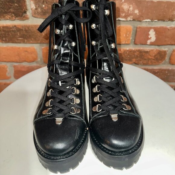 All Saints Franka Black Leather Combat Boots Size 5 - Picture 3 of 10